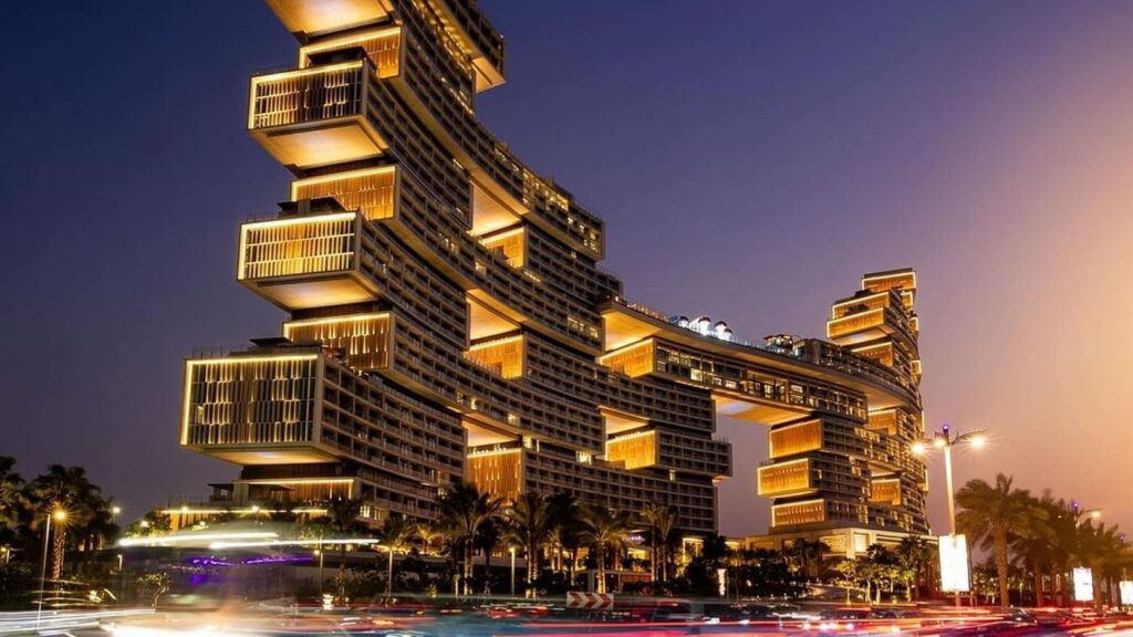 Panoramic view of Dubai’s most Instagrammable landmarks in 2026, including the Burj Khalifa, Museum of the Future, Palm Jumeirah, and Dubai Marina at sunset.