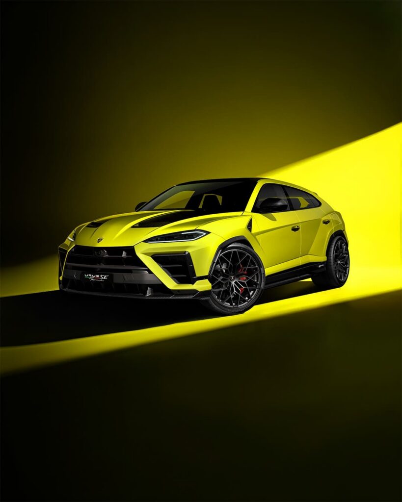 Lamborghini Urus SE Performante luxury hybrid SUV in an urban setting