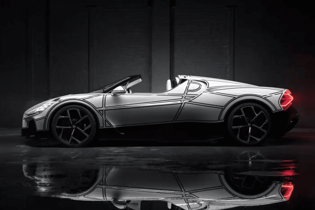 Bugatti W16 Mistral Blanc Éternel one-of-one hypercar with royal porcelain detailing