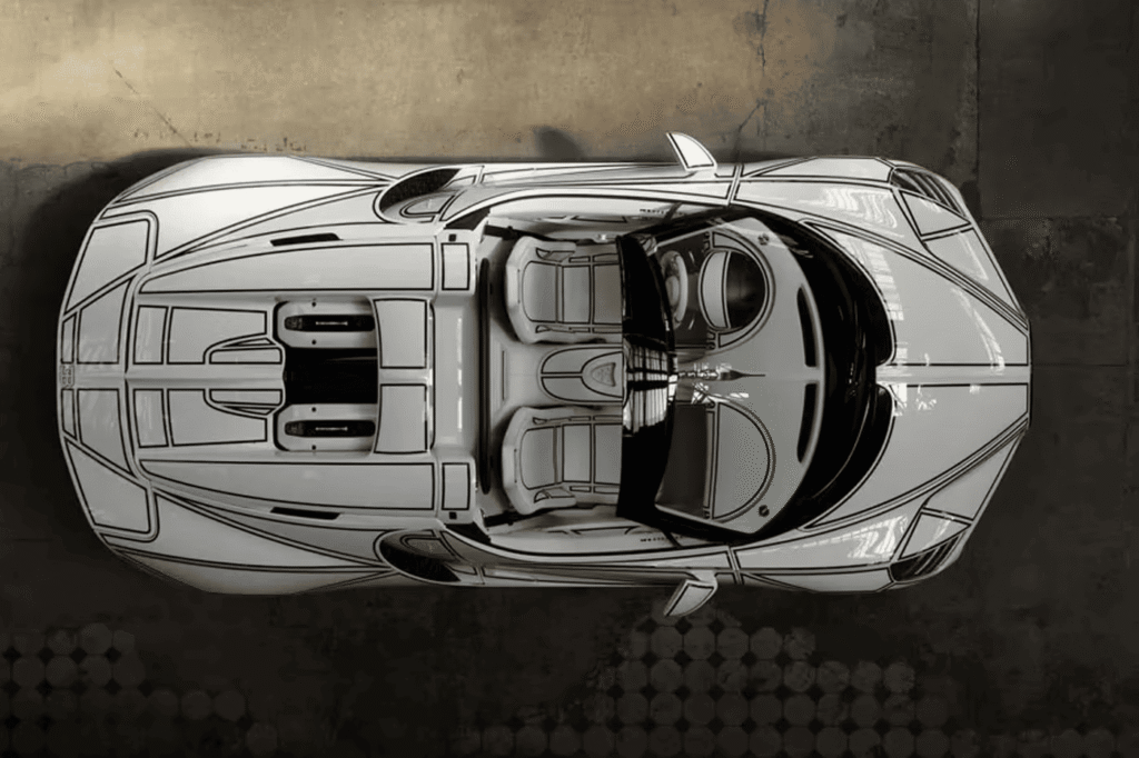 Bugatti W16 Mistral Blanc Éternel one-of-one hypercar with royal porcelain detailing
