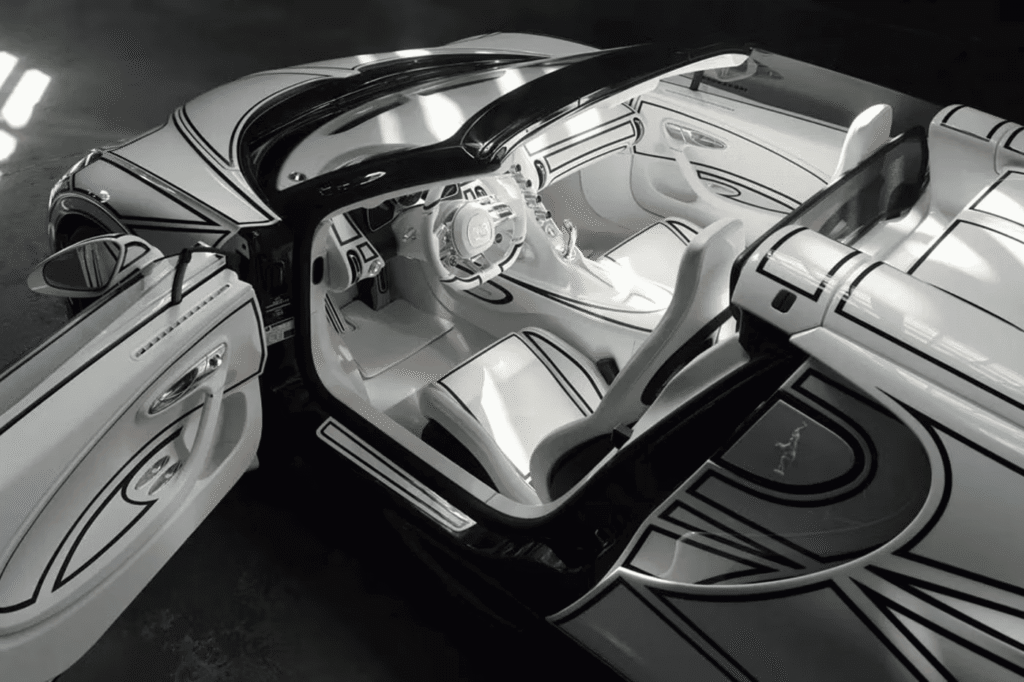 Bugatti W16 Mistral Blanc Éternel one-of-one hypercar with royal porcelain detailing