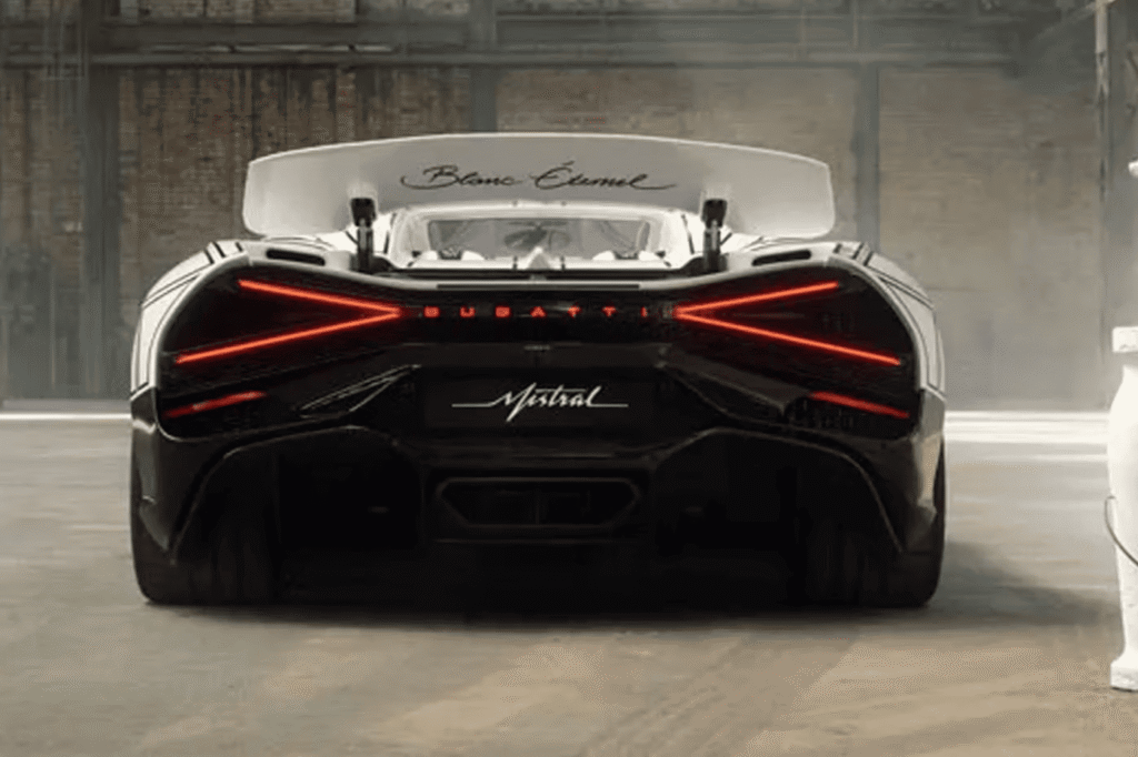 Bugatti W16 Mistral Blanc Éternel one-of-one hypercar with royal porcelain detailing