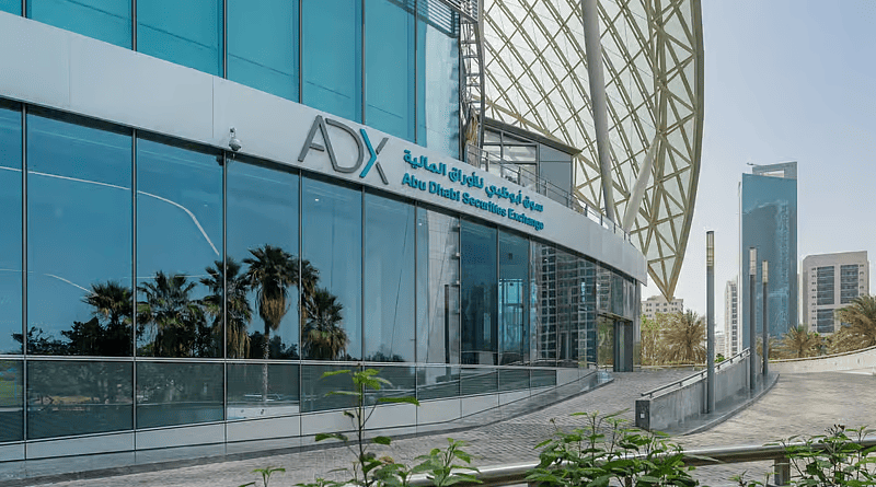 Abu Dhabi Securities Exchange market and financial district in the UAE.
