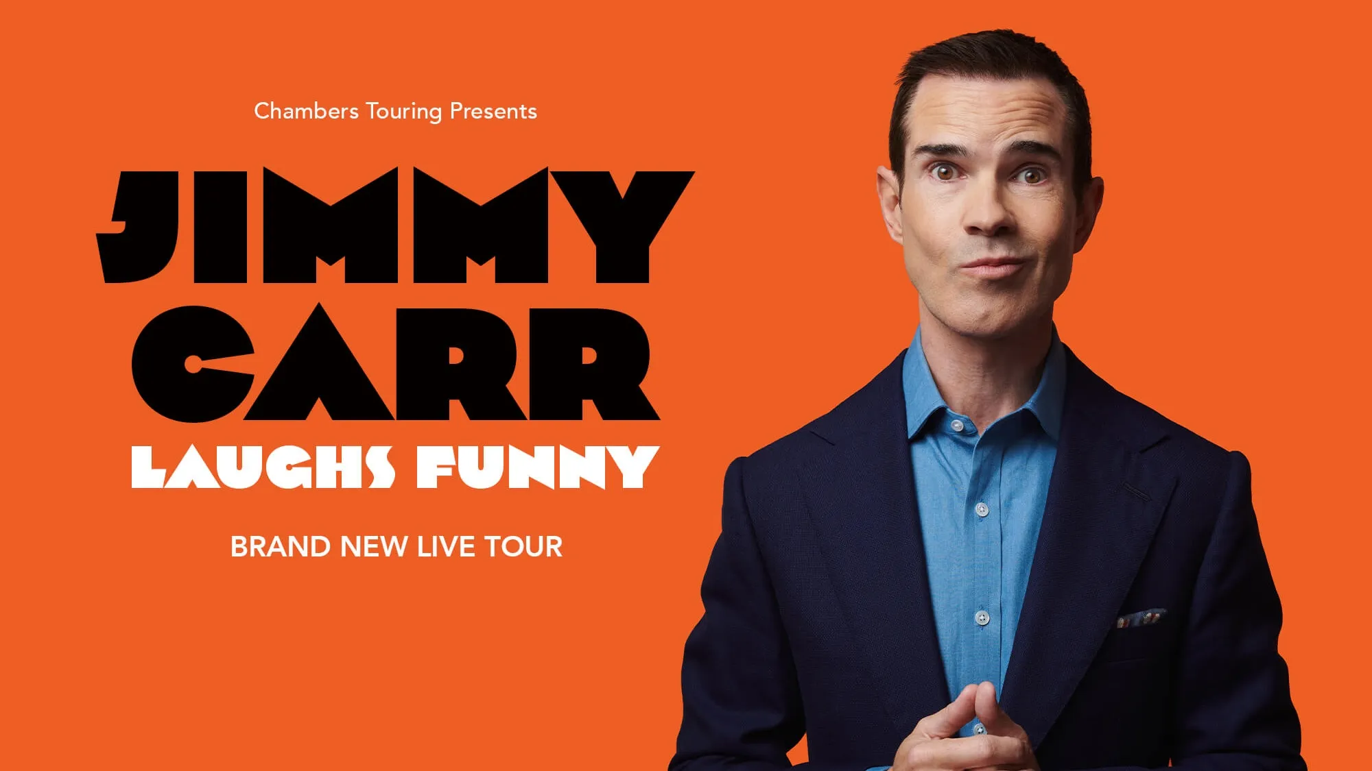 Jimmy Carr performing Laughs Funny live at Dubai Opera in 2026